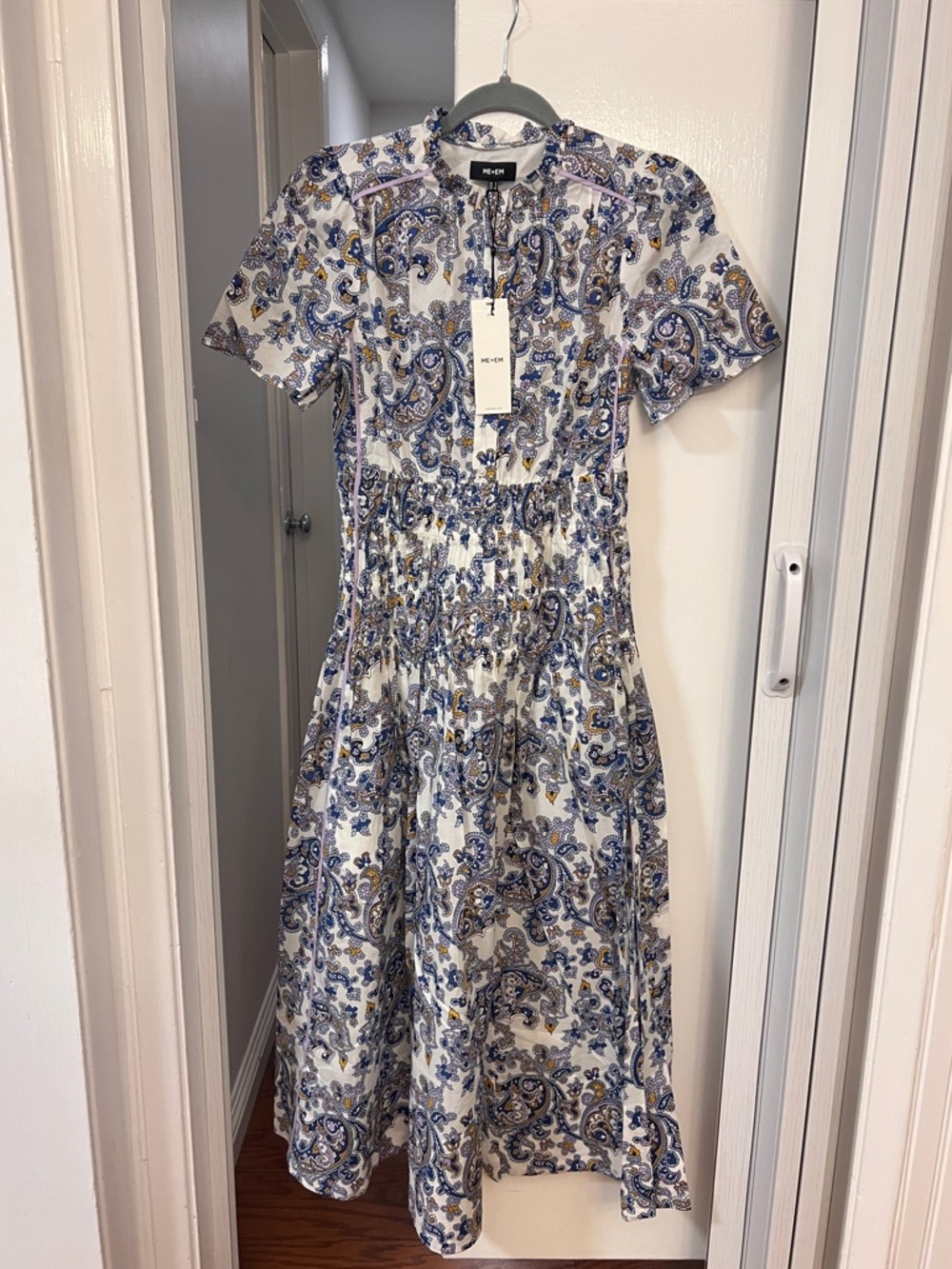 ME+EM Cotton Paisley Print Midi Dress,US4 - Picture 2 of 16